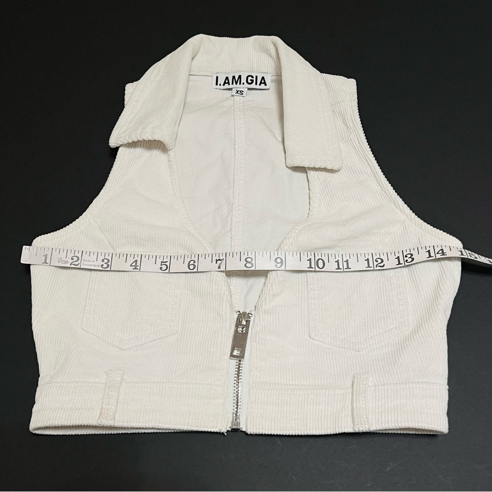 I.Am.Gia corduroy cropped Vest top, cream, size XS - Picture 4 of 10